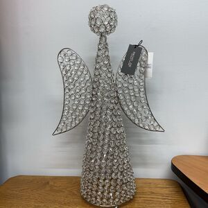 Rachel Zoe Faux Crystal Silver Metal Angel Designer Holiday Decor 21.5" Tall
